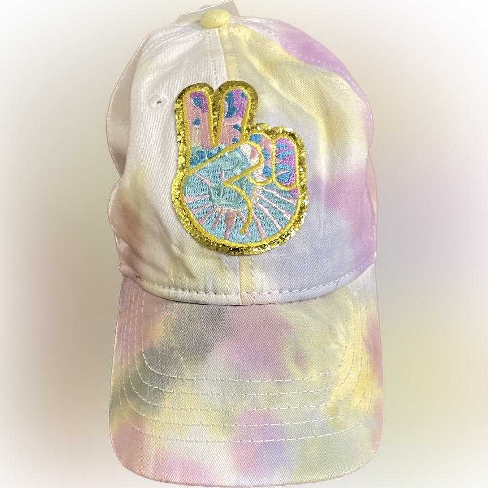 baseball cap groovy colorful tie dye colors peace sign in tie dye